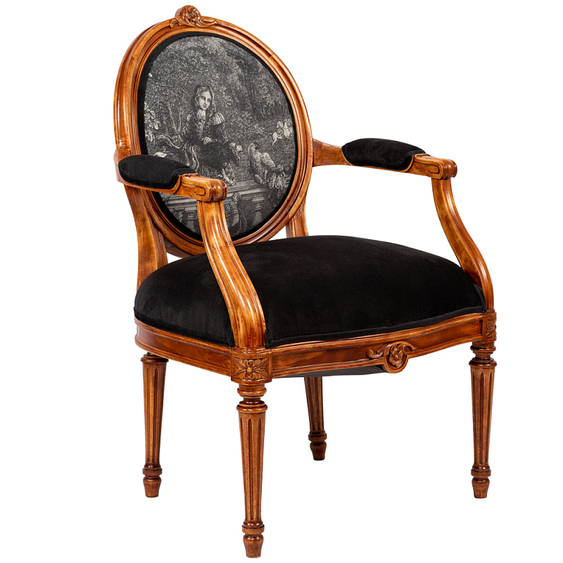 Кресло Marimon Armchair Left Черно-белый Коричневый в Ульяновске | Loft Concept 