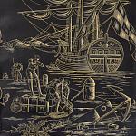 Обои ручная роспись Views of Italy Gold Outline варинант исполнения - 2 | Loft Concept в Ульяновске