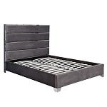 Кровать двуспальная серая с высоким мягким изголовьем Heart of the Bedroom варинант исполнения - 1 | Loft Concept в Ульяновске