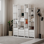 Стеллаж прямой ассиметричный с полками и 4-мя дверцами ARYA BOOKCASE WHITE варинант исполнения - 5 | Loft Concept в Ульяновске