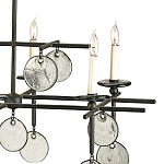 Люстра линейная черная с круглыми прозрачными подвесками  Horizontal Rectangular Chandelier варинант исполнения - 1 | Loft Concept в Ульяновске