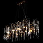 Люстра подвесная прямоугольная с бронзовыми акцентами и прозрачными стеклянными каплями Droplet Chandelier варинант исполнения - 4 | Loft Concept в Ульяновске