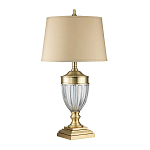 Настольная лампа со тканевым абажуром и прозрачным ребристым стеклянным основанием Quoizel варинант исполнения - 5 | Loft Concept в Ульяновске