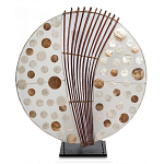 Настольная лампа из перламутра и дерева на подставке Indonesian Round Shell варинант исполнения - 2 | Loft Concept в Ульяновске