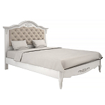 Кровать белая из массива бука с основанием и мягким изголовьем в стиле прованс White Provence варинант исполнения - 1 | Loft Concept в Ульяновске