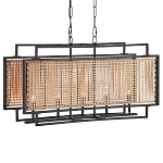 Люстра прямоугольной формы с чёрным каркасом и вставкой из плетеного материала Cage for Light варинант исполнения - 4 | Loft Concept в Ульяновске