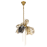 Люстра подвесная со стеклянными плафонами из дымчатого и золотистого с тремя вертикальными подвесками Gilded Mirage  варинант исполнения - 5 | Loft Concept в Ульяновске