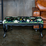 Банкетка из натурального бука черная с изображением птиц и цветов Blooming Birds варинант исполнения - 2 | Loft Concept в Ульяновске