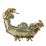 Чаша голубого цвета с оранментом и и бронзовыми фигурами леопардов Eden Garden варинант исполнения - 1 | Loft Concept в Ульяновске