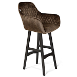 Барный стул со спинкой и подлокотниками на 4-х черных ножках Douglas Rhombus Коричневый Велюр варинант исполнения - 1 | Loft Concept в Ульяновске