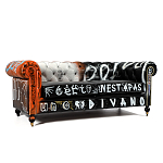 Диван Честерфильд граффити graffiti Orange Sofa натуральная кожа варинант исполнения - 1 | Loft Concept в Ульяновске
