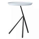 Столик приставной с круглой серой столешницей и черным основанием Round Stable Table варинант исполнения - 1 | Loft Concept в Ульяновске