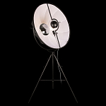 Торшер в виде прожектора с круглым тканевым абажуром на треноге черного цвета Radiance Éclat варинант исполнения - 1 | Loft Concept в Ульяновске