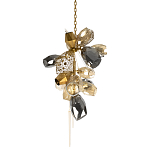 Люстра подвесная вытянутой формы с плафонами из стекла и металла с тремя вертикальными подвесками Gilded Mirage  варинант исполнения - 1 | Loft Concept в Ульяновске