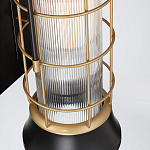 Настенный фонарь цилиндрической формы с рифленым стеклом в золотом каркасе на черном прямоугольном основании Eurofase варинант исполнения - 3 | Loft Concept в Ульяновске