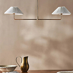 Люстра линейная с 2-мя белыми плиссированными тканевыми абажурами Combination варинант исполнения - 2 | Loft Concept в Ульяновске