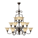 Люстра трехъярусная бронзового цвета с 15-ю кремовыми плафонами в форме чаш Hinkley варинант исполнения - 2 | Loft Concept в Ульяновске