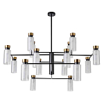 Люстра потолочная с 16-ю цилиндрическими плафонами из стекла и черным каркасом Noir Poise варинант исполнения - 1 | Loft Concept в Ульяновске