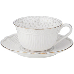 Чайная пара белого цвета из фарфора с рельефной фактурой 250 мл Floral Charm варинант исполнения - 1 | Loft Concept в Ульяновске