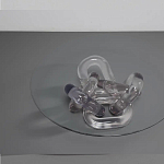 Дизайнерский журнальный стол с круглой прозрачной столешницей и основанием в виде цепи Hua Wang варинант исполнения - 2 | Loft Concept в Ульяновске