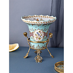 Ваза из голубого фарфора с рисунком птиц и цветов и декоративными элементами Blue Garden варинант исполнения - 6 | Loft Concept в Ульяновске