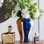 Ваза с крышкой и мазками синего и золого цвета на белом фоне Chinoiserie Ceramics варинант исполнения - 4 | Loft Concept в Ульяновске