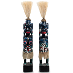 Комплект из 2-х деревянных статуэток Asmat Straw Headdress Statuettes Blue Red варинант исполнения - 4 | Loft Concept в Ульяновске