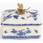 Фарфоровая шкатулка с бронзовой стрекозой Blue and White варинант исполнения - 4 | Loft Concept в Ульяновске