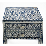 Тумбочка прикроватная White Pearl BEDSIDE CABINET 2 blue DRAWER варинант исполнения - 2 | Loft Concept в Ульяновске