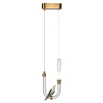 Подвесной светильник с декоративной фигуркой птицы на прозрачной изогнутой трубке Ganthea варинант исполнения - 3 | Loft Concept в Ульяновске