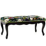 Банкетка из натурального бука черная с изображением птиц и цветов Blooming Birds варинант исполнения - 1 | Loft Concept в Ульяновске