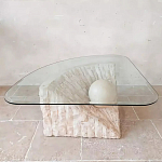 Дизайнерский журнальный стол в виде раковины с жемчужиной под прозрачной столешницей Fahin варинант исполнения - 1 | Loft Concept в Ульяновске