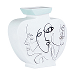 Ваза плоская белая с абстрактными черными линиями в форме лиц Faces of Imagination варинант исполнения - 1 | Loft Concept в Ульяновске
