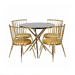 Обеденный стол с чёрной круглой столешницей на золотых ножках Rive Gauche Table варинант исполнения - 3 | Loft Concept в Ульяновске