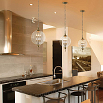 Подвесной светильник с прозрачным шарообразным стеклянным плафоном Feiss варинант исполнения - 6 | Loft Concept в Ульяновске