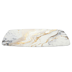 Обеденный стол с прямоугольной столешницей из стекла на черных металлических ножках White Marble варинант исполнения - 3 | Loft Concept в Ульяновске