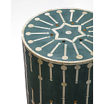 Приставной круглый столик с инкрустацией blue Mandika Bone Inlay  варинант исполнения - 1 | Loft Concept в Ульяновске