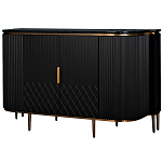 Комод черный округлой формы с рельефным фасадом Black Cut варинант исполнения - 1 | Loft Concept в Ульяновске