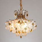 Люстра подвесная с белыми и золотыми круглыми подвесками Диаметр 70 см SHELL Chandelier варинант исполнения - 2 | Loft Concept в Ульяновске