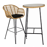 Барный столик с круглой плетеной столешницей Wicker Table Top варинант исполнения - 3 | Loft Concept в Ульяновске