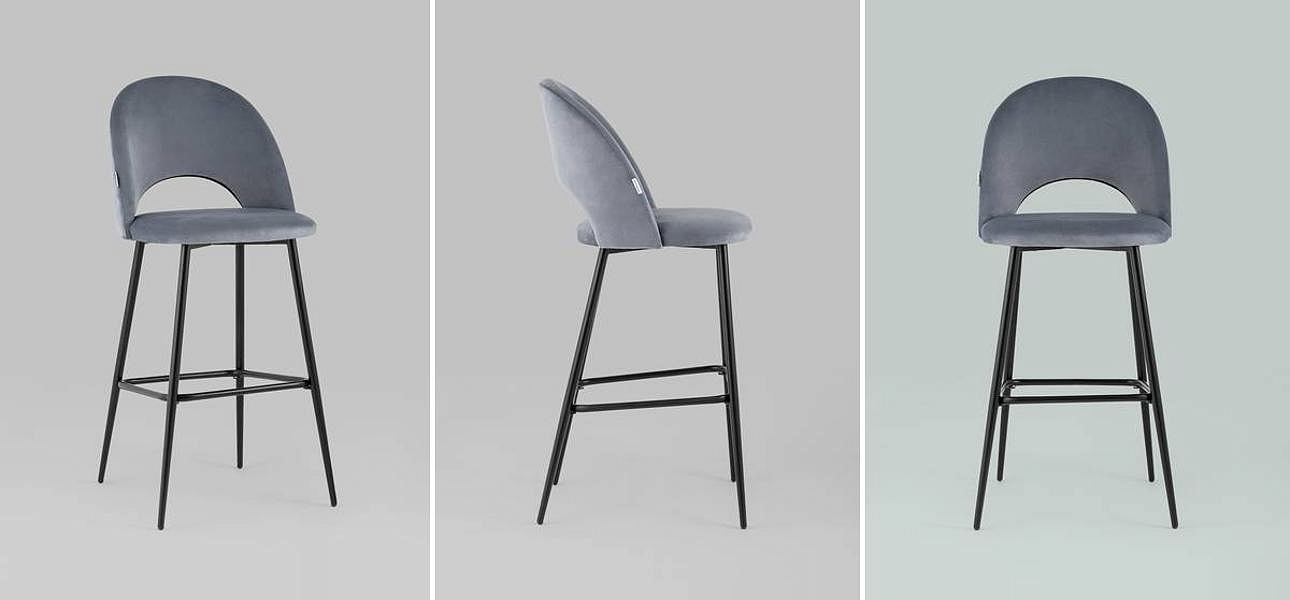Барный Стул CLIFF Chair Серый Велюр Барный Стул CLIFF Chair Серый Велюр - Loft-Concept в Ульяновске