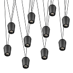 Подвесной светильник черными плафонами на длинных пересекающихся тросах Construction варинант исполнения - 9 | Loft Concept в Ульяновске