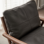 Кресло c каркасом из массива дерева и мягкой кожаной обивкой Walnut Armchair варинант исполнения - 5 | Loft Concept в Ульяновске