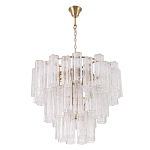 Люстра круглая многоярусная с прозрачными подвесками из стекла Hexagon Tube Light варинант исполнения - 2 | Loft Concept в Ульяновске