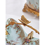 Блюдо из голубого фарфора с бронзовой ручкой в виде ветки Blue Garden варинант исполнения - 5 | Loft Concept в Ульяновске