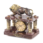 Часы настольные из креноида и бронзы с декором в виде льва Lion Stone Clock варинант исполнения - 3 | Loft Concept в Ульяновске