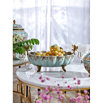 Чаша из голубого фарфора на бронзовых ножках с рисунком цветов и фигурками стрекоз Blue Garden варинант исполнения - 2 | Loft Concept в Ульяновске