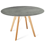 Стол обеденный с серой овальной столешницей из керамики на четырех деревянных ножках Gray Ceramics варинант исполнения - 6 | Loft Concept в Ульяновске