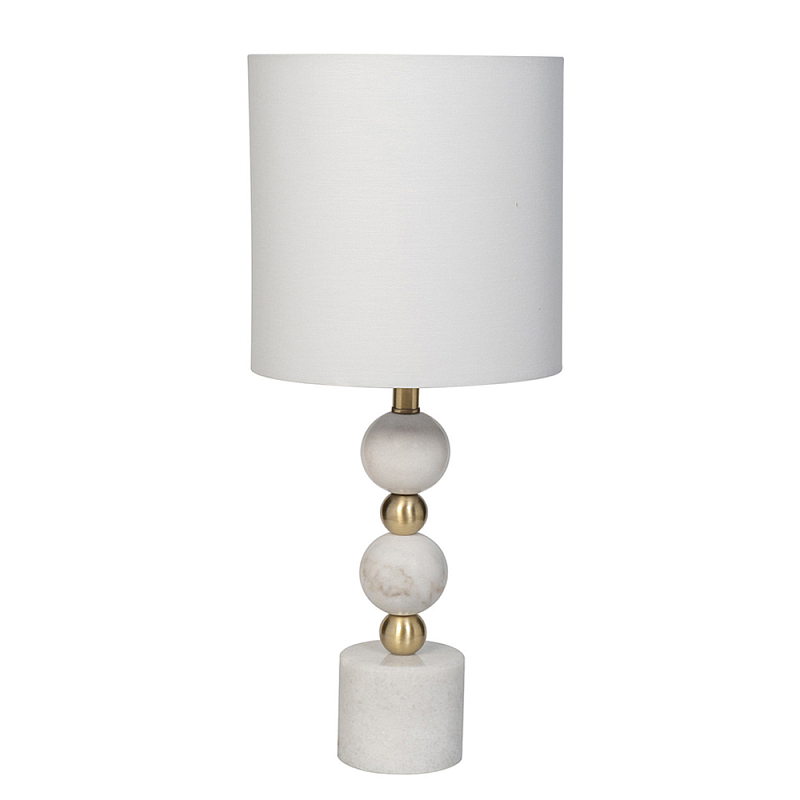 Лампа настольная с каркасом из мраморных шаров и белым абажуром Floor lamp Jewelry Белый Золотой в Ульяновске | Loft Concept 
