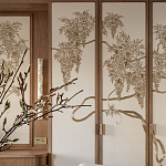 Обои с вышивкой ручной работы Deco Wisteria ﻿Midas colourway on Liso Pearl wool sateen варинант исполнения - 3 | Loft Concept в Ульяновске